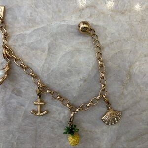 Charming Gold Bracelet with Pineapple and Anchor Charms